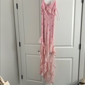 Elegant Pink Floral Wedding Dress